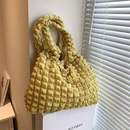 Yogodlns Summer Pleated Cloud Bag Female Candy Color Large Capacity ShThe Plug