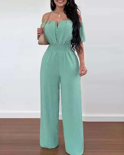 Jumpsuits for Women 2025 Spring Fashion Off Shoulder Casual Plain ShorThe Plug
