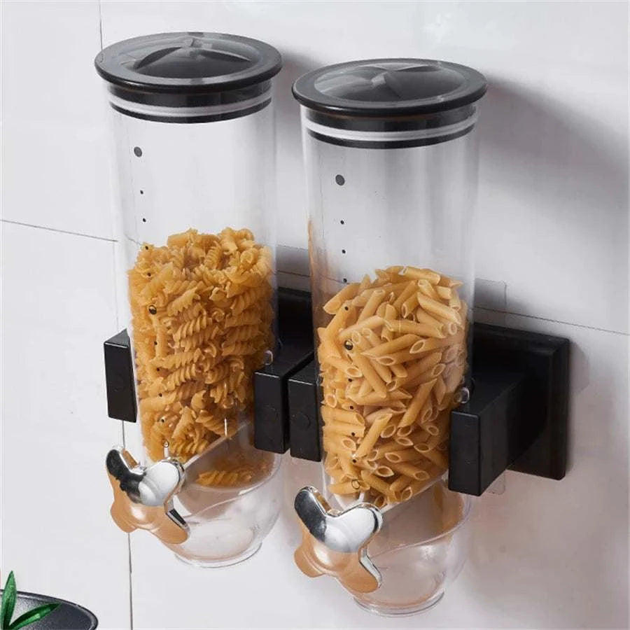 Wall-mounted 2 Barrel Cereal Dispenser, Food Grain Storage Tanks, CereThe Plug