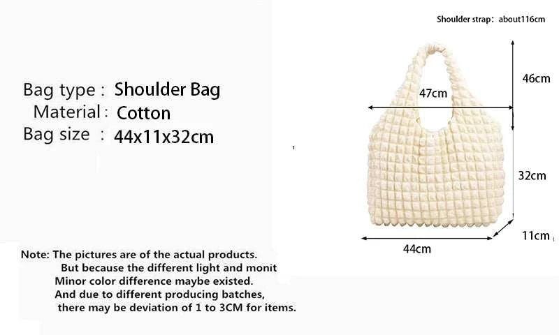 Yogodlns Summer Pleated Cloud Bag Female Candy Color Large Capacity ShThe Plug