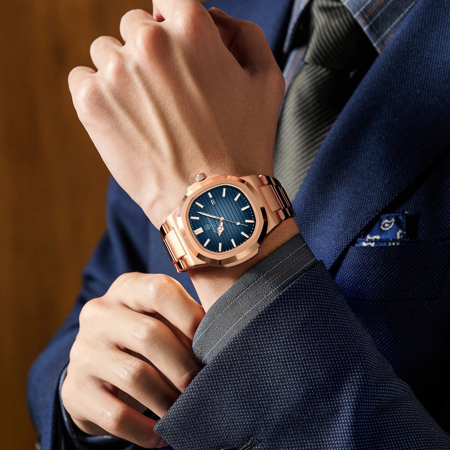 Men's Stainless Steel Waterproof Quartz Watch - Luminous Date & Week Display