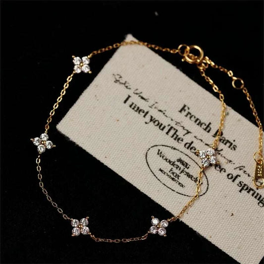 2026 New Crystal Flower Stainless Steel Bracelet Women Fashion PersonaThe Plug