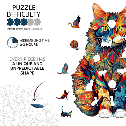 Cat Pattern Wooden Puzzle Animal Shape Wood Puzzles unique Cat Shapes The Plug