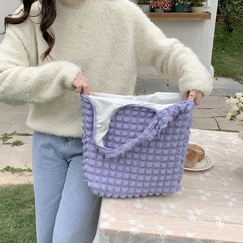 Yogodlns Summer Pleated Cloud Bag Female Candy Color Large Capacity Shoulder Bag Handbags Shopping Girls Pouch Tote Bolsas