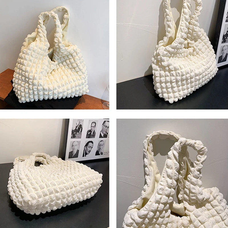 Yogodlns Summer Pleated Cloud Bag Female Candy Color Large Capacity Shoulder Bag Handbags Shopping Girls Pouch Tote Bolsas