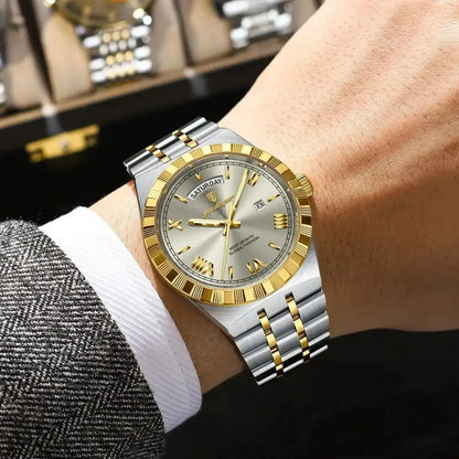 POEDAGAR Men's Luxury Quartz Watch – Waterproof, Luminous, Week & Date Display