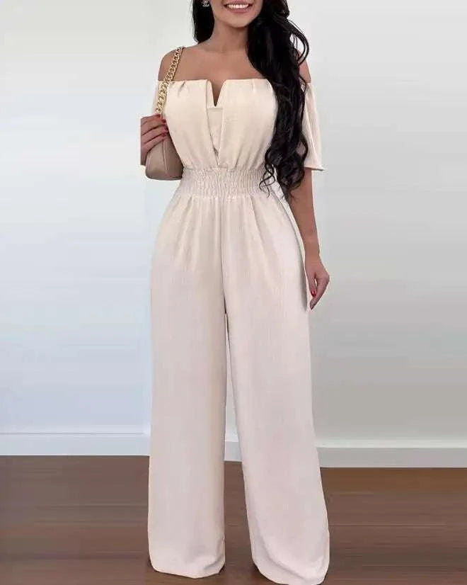 Jumpsuits for Women 2025 Spring Fashion Off Shoulder Casual Plain ShorThe Plug