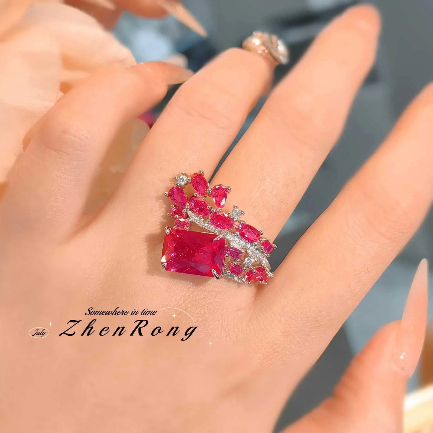 Fashion Red Corundum Ring for Women - Luxury Simulated Blood Red High-The Plug