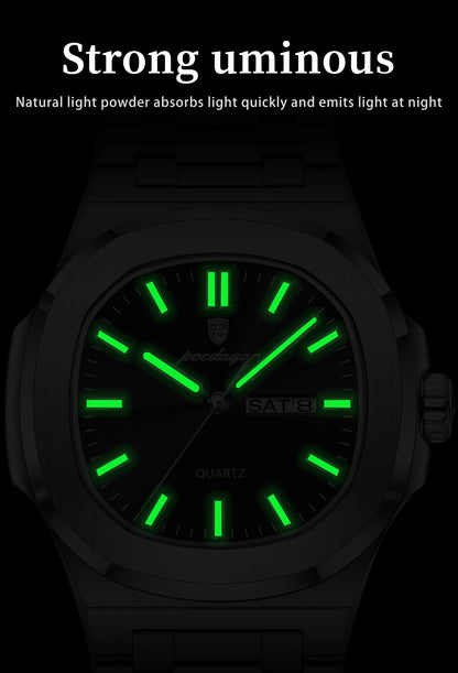 POEDAGAR Men's Luxury Quartz Watch – Waterproof & Luminous