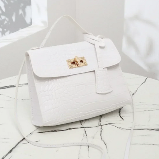 Stylish PU crocodile print baguette handbag for women with hasp closure and soft texture