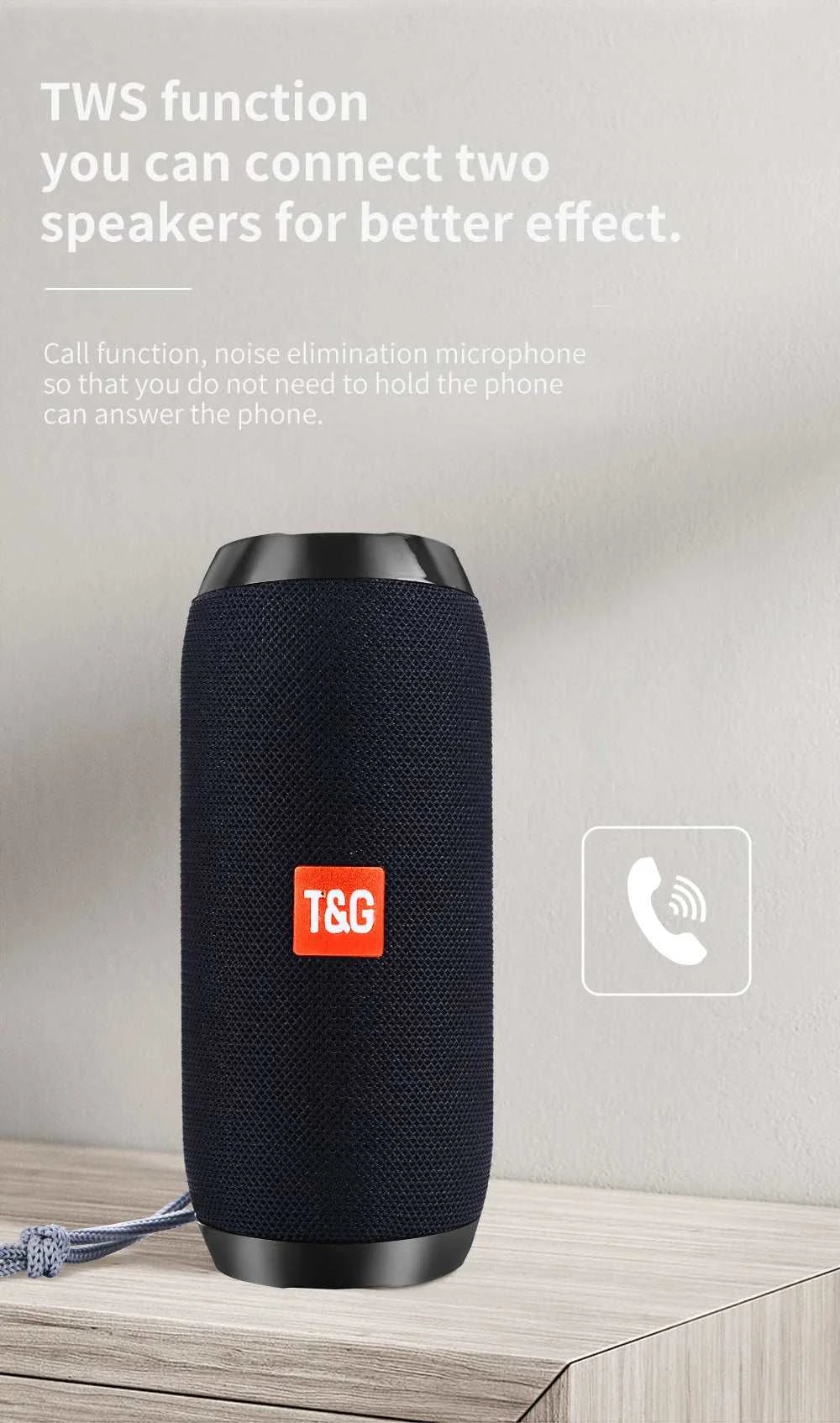 Bluetooth Speaker T&G TG117 Portable TWS Sound Box Waterproof LoudspeaThe Plug