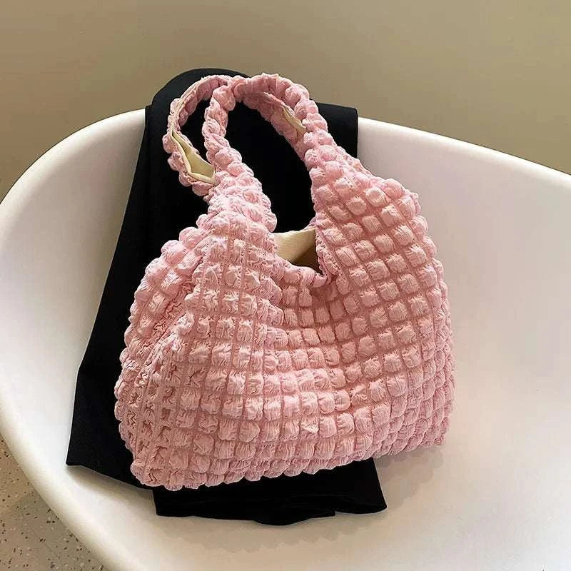 Yogodlns Summer Pleated Cloud Bag Female Candy Color Large Capacity ShThe Plug
