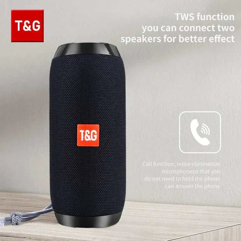 Portable T&G TG117 Bluetooth speaker with waterproof IPX5, long battery life, and outdoor stereo sound