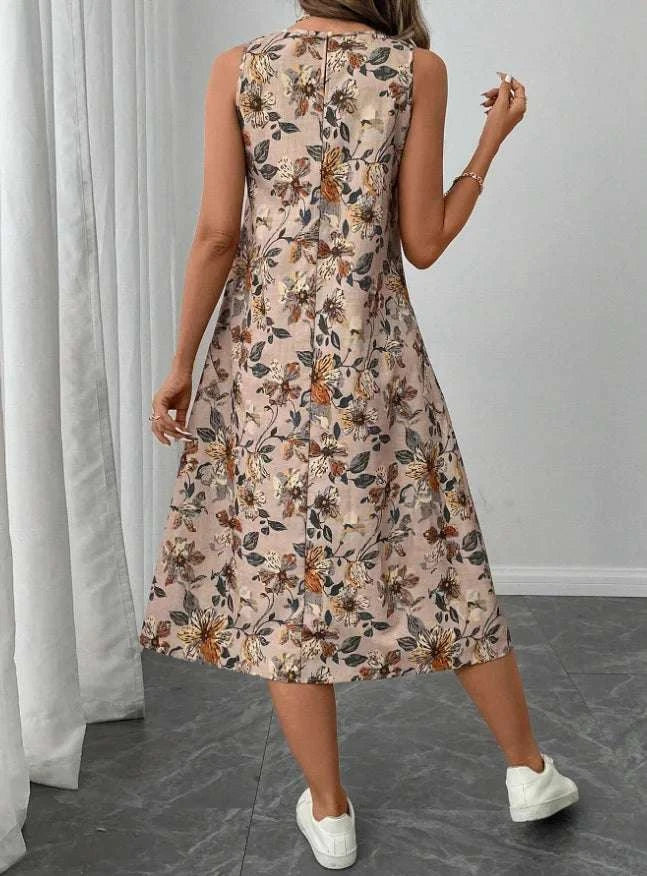 Women's Fashion New Floral Print Pocket A-line Dresses 2025 Summer CasThe Plug