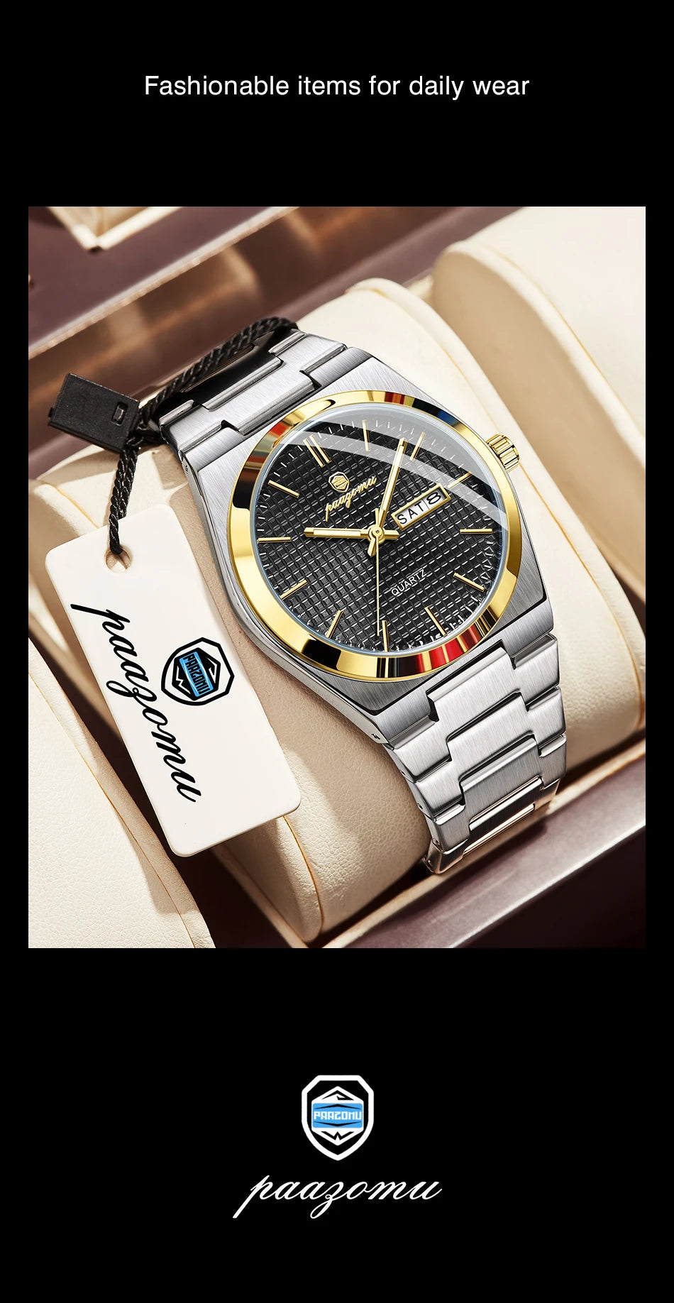 PAAZOMU Men's Luxury Chronograph Watch – Waterproof, Luminous & Date Display
