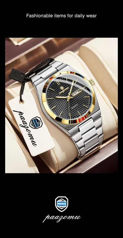 PAAZOMU Men's Luxury Chronograph Watch – Waterproof, Luminous & Date Display