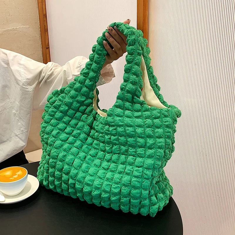 Yogodlns Summer Pleated Cloud Bag Female Candy Color Large Capacity Shoulder Bag Handbags Shopping Girls Pouch Tote Bolsas