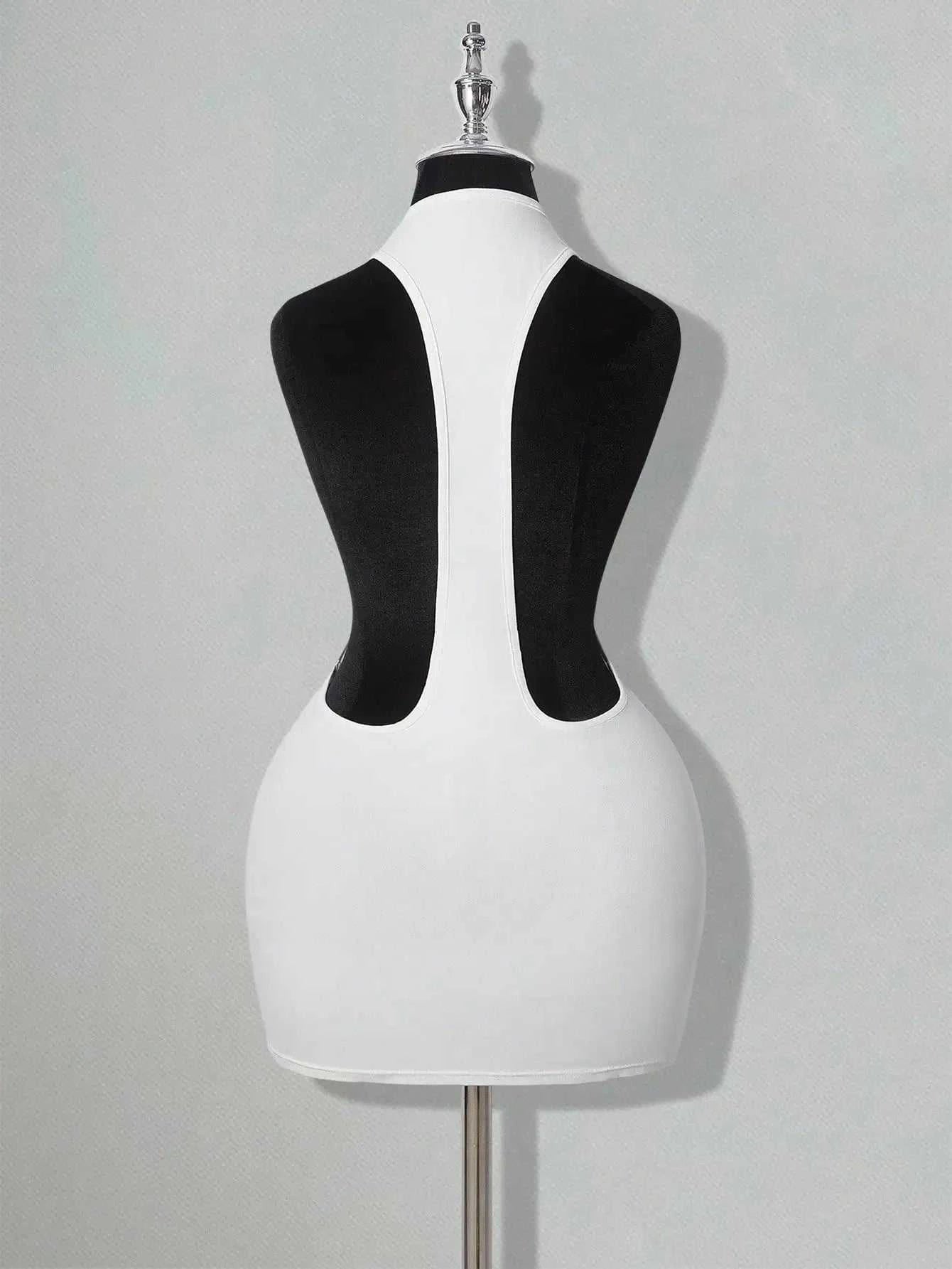 White Bodycon Mini Dress with Criss-Cross Backless DesignThe Plug