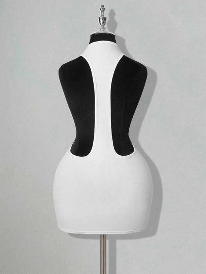 White Bodycon Mini Dress with Criss-Cross Backless DesignThe Plug