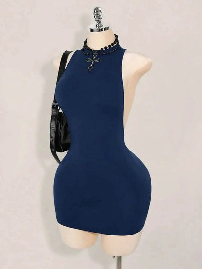 White Bodycon Mini Dress with Criss-Cross Backless DesignThe Plug