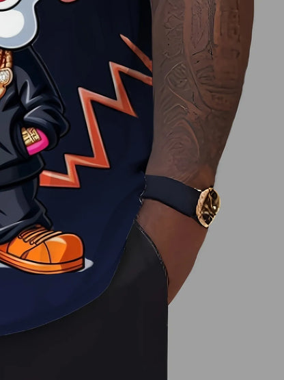 Men's Hip Hop Cartoon Animal Print T-Shirt | Street Style Summer Tee