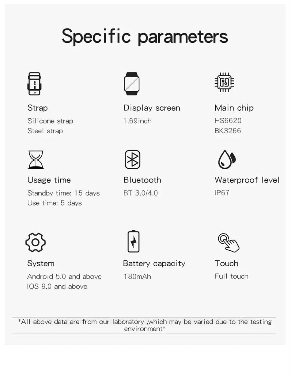 Smart Watch For Android IOS Watches 1.83inch HD Display Bluetooth CallThe Plug