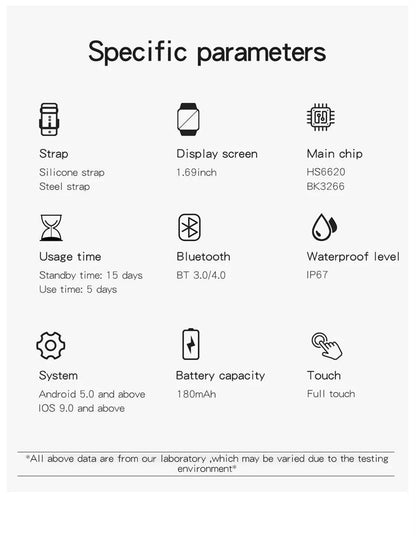 Smart Watch For Android IOS Watches 1.83inch HD Display Bluetooth CallThe Plug