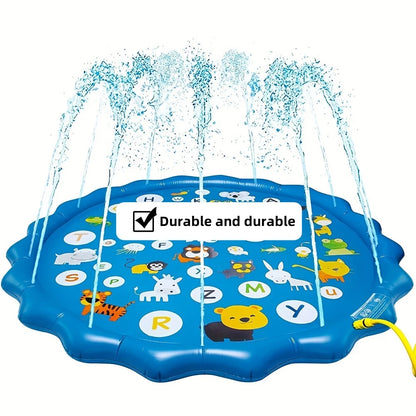 39" Splash Pad & Kiddie Pool - Colorful Alphabet & Animal Spray Toys, The Plug