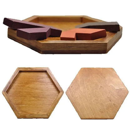 Wooden Geometric Shape Jigsaw Board Puzzles Kids Brain Teaser Non ToxiThe Plug