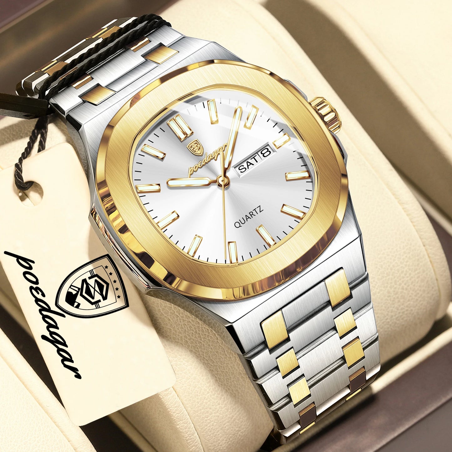 POEDAGAR Men's Luxury Quartz Watch – Waterproof & Luminous