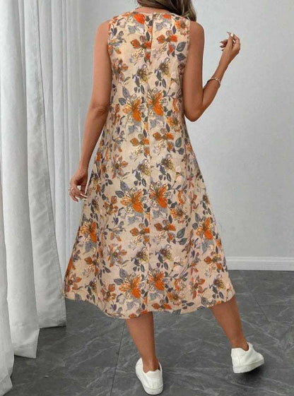 Women's Fashion New Floral Print Pocket A-line Dresses 2025 Summer CasThe Plug