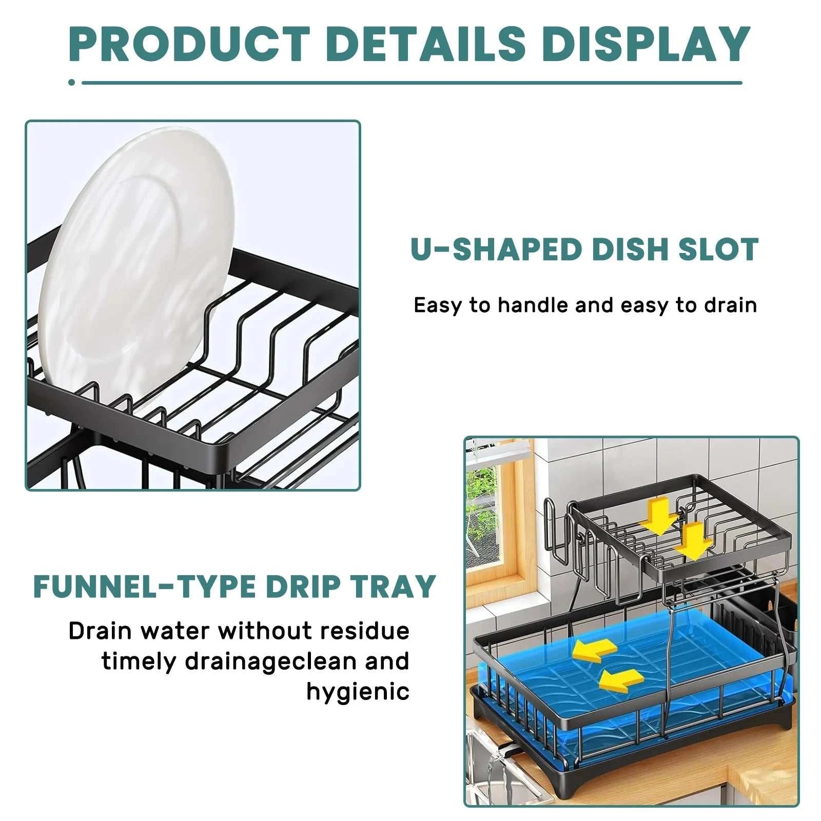 Large 2-tier dish drying rack for kitchen countertops, removable largeThe Plug