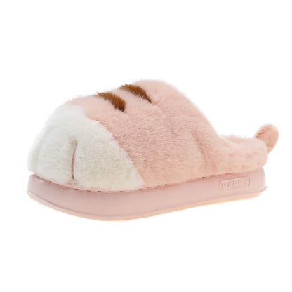 3D Cat Paw Plush Slippers Warm Slip-on House Shoes Comfortable Fluffy The Plug