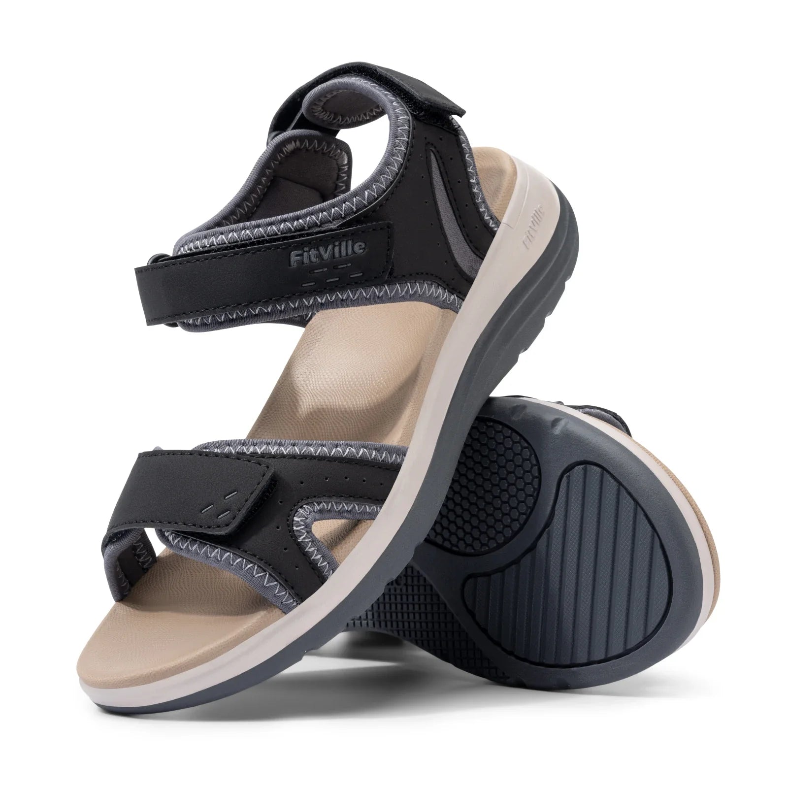 FitVille Women's Sandals  Adjustable Ankle Strap for Swollen and Flat The Plug