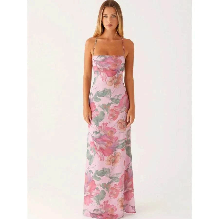 【New style】Women's Summer Boho Floral Print Cami Dress Bodycon Long MaThe Plug