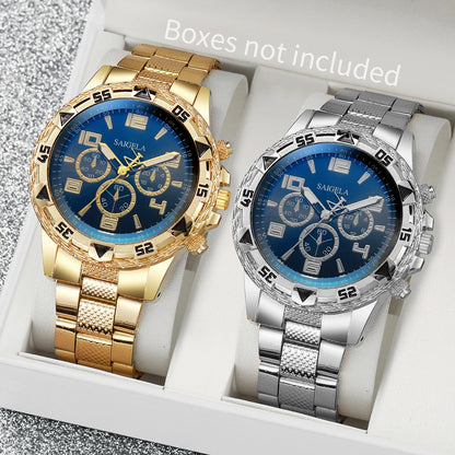 Men's 2-Piece Business Quartz Watch Set - Steel Band, Arabic Dial