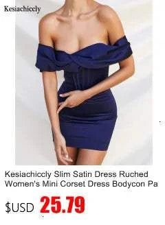 Kesiachiccly Double Layers Ruched Bodycon Dress Women Halter Bandage MThe Plug