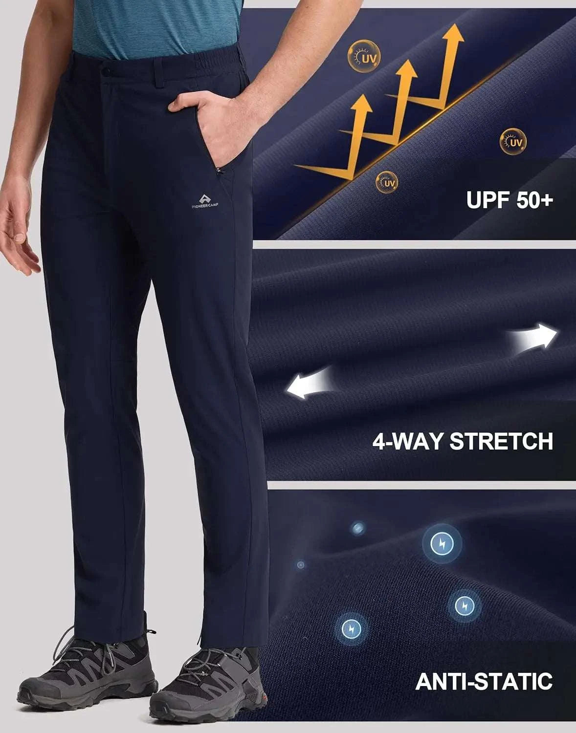 Pioneer Camp Men's Lightweight Hiking Pants UPF 50+ Summer Breathable The Plug