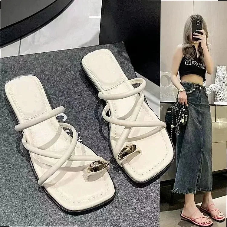 Stylish Women's Cross Strap Slide Sandals Comfortable Lightweight Toe The Plug