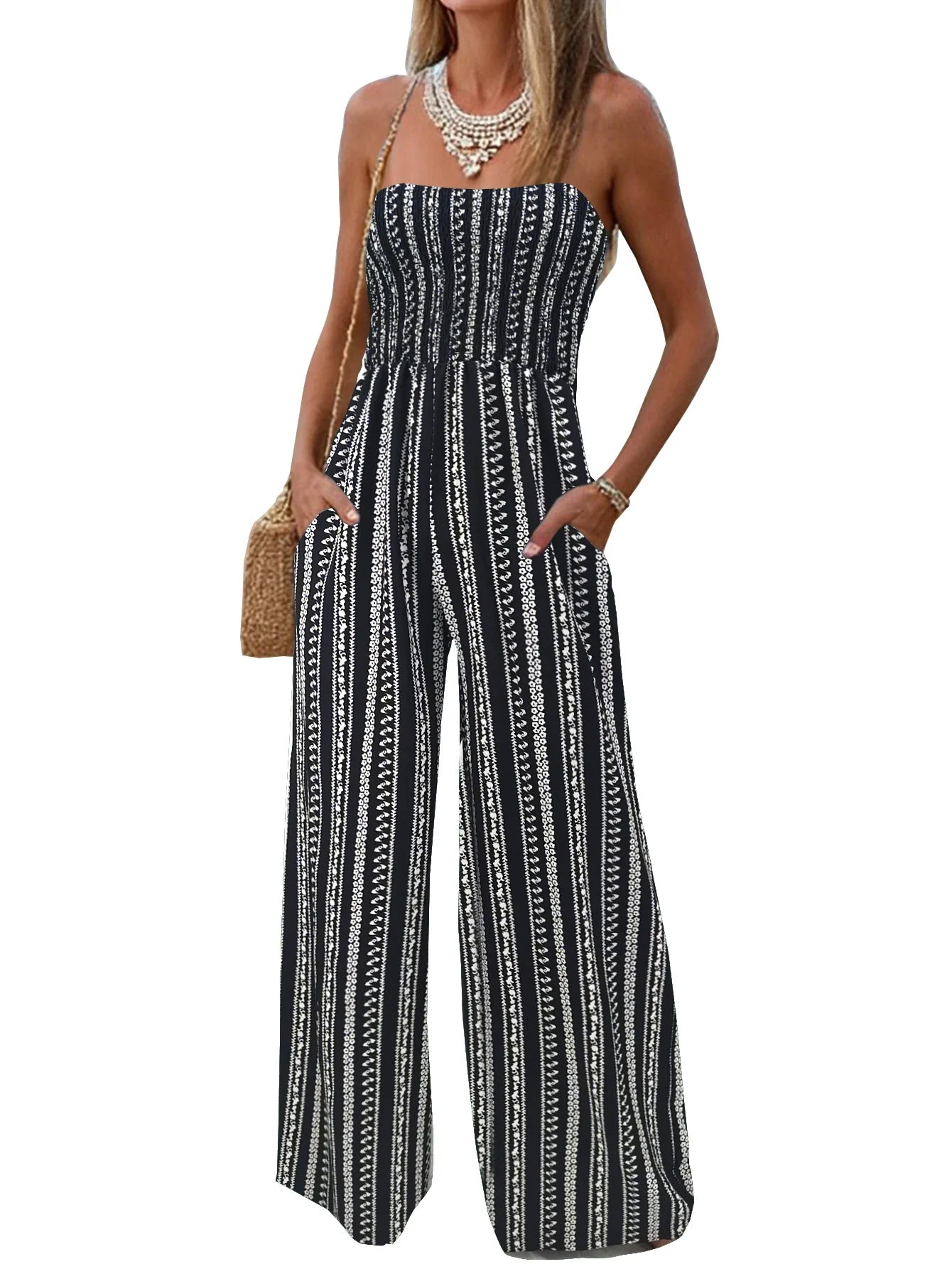 Women's Summer Printed Strapless Jumpsuit, Casual and SimpleThe Plug