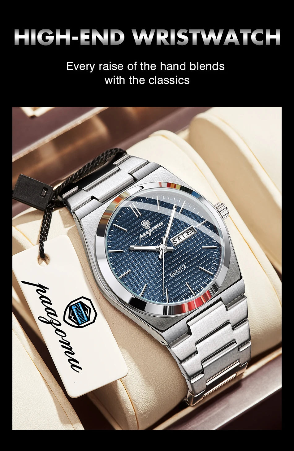PAAZOMU Men's Luxury Chronograph Watch – Waterproof, Luminous & Date Display