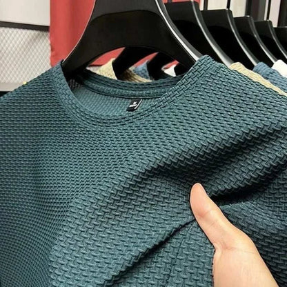 Summer Ice Silk High-End Solid Color High Quality Short Sleeve T ShirtThe Plug