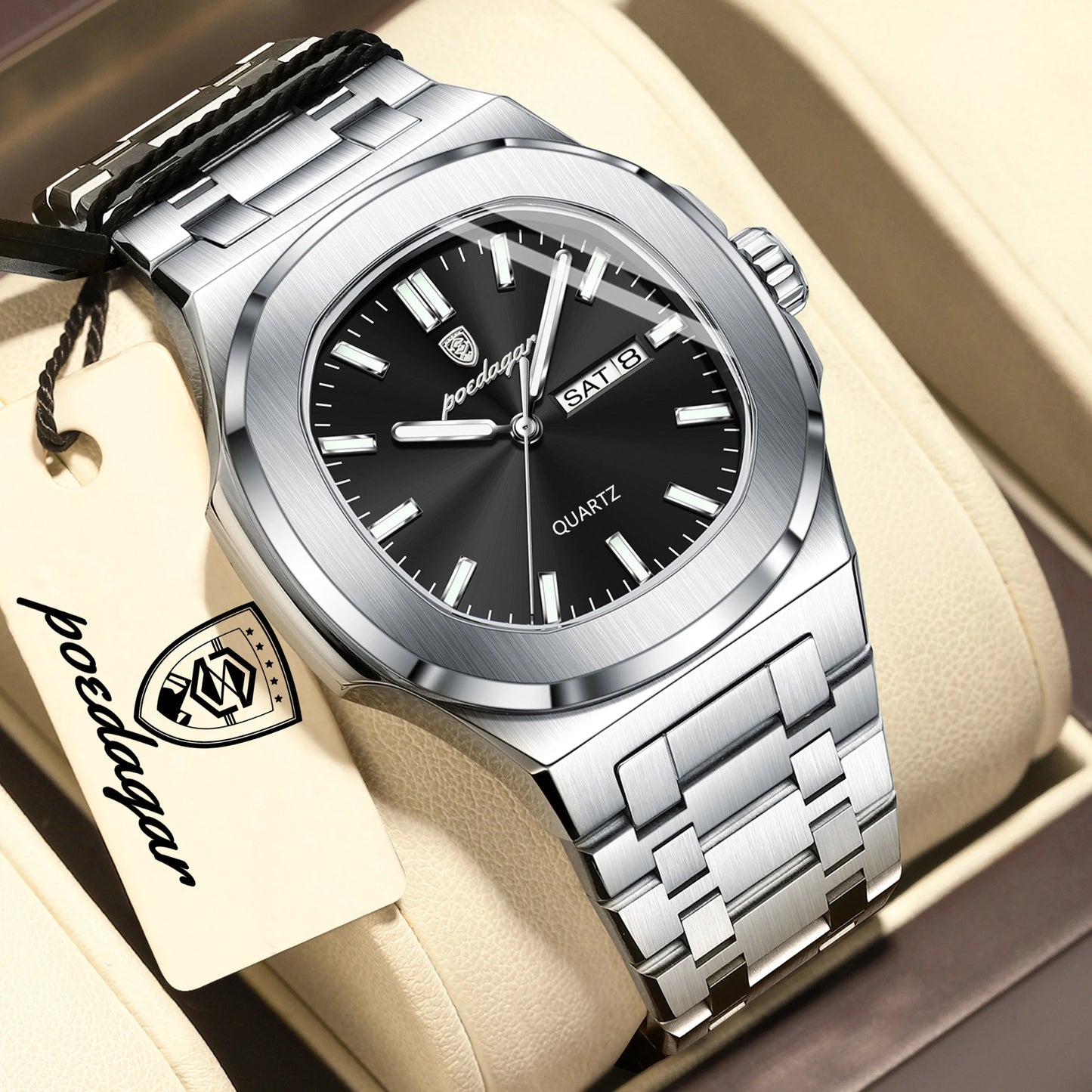 POEDAGAR Men's Luxury Quartz Watch – Waterproof & Luminous