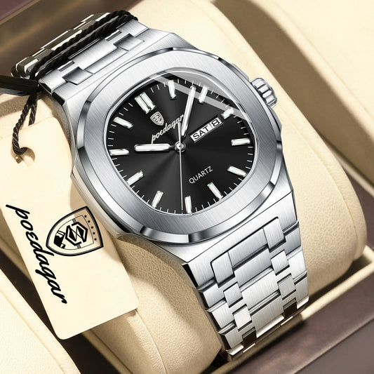 POEDAGAR Men's Luxury Quartz Watch – Waterproof & Luminous