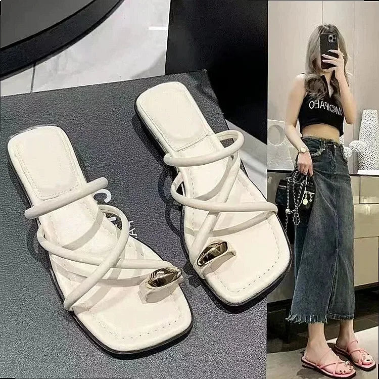 Stylish Women's Cross Strap Slide Sandals Comfortable Lightweight Toe The Plug