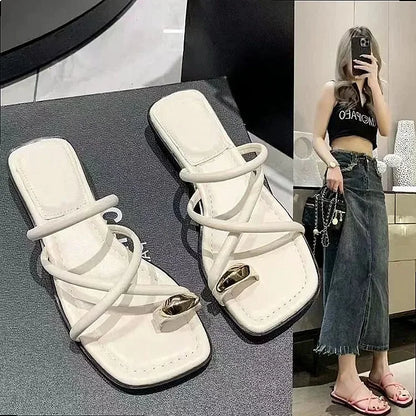 Stylish Women's Cross Strap Slide Sandals Comfortable Lightweight Toe The Plug