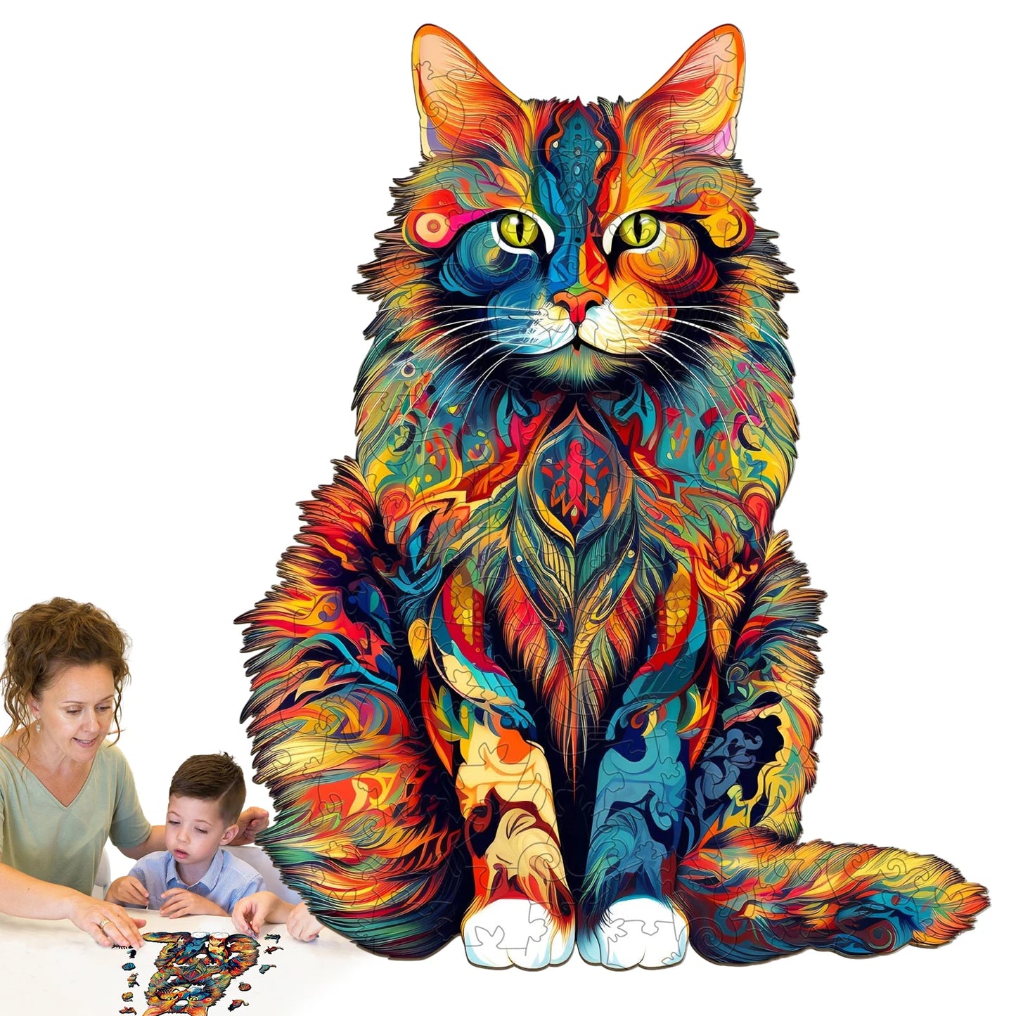 Cat Pattern Wooden Puzzle Animal Shape Wood Puzzles unique Cat Shapes The Plug