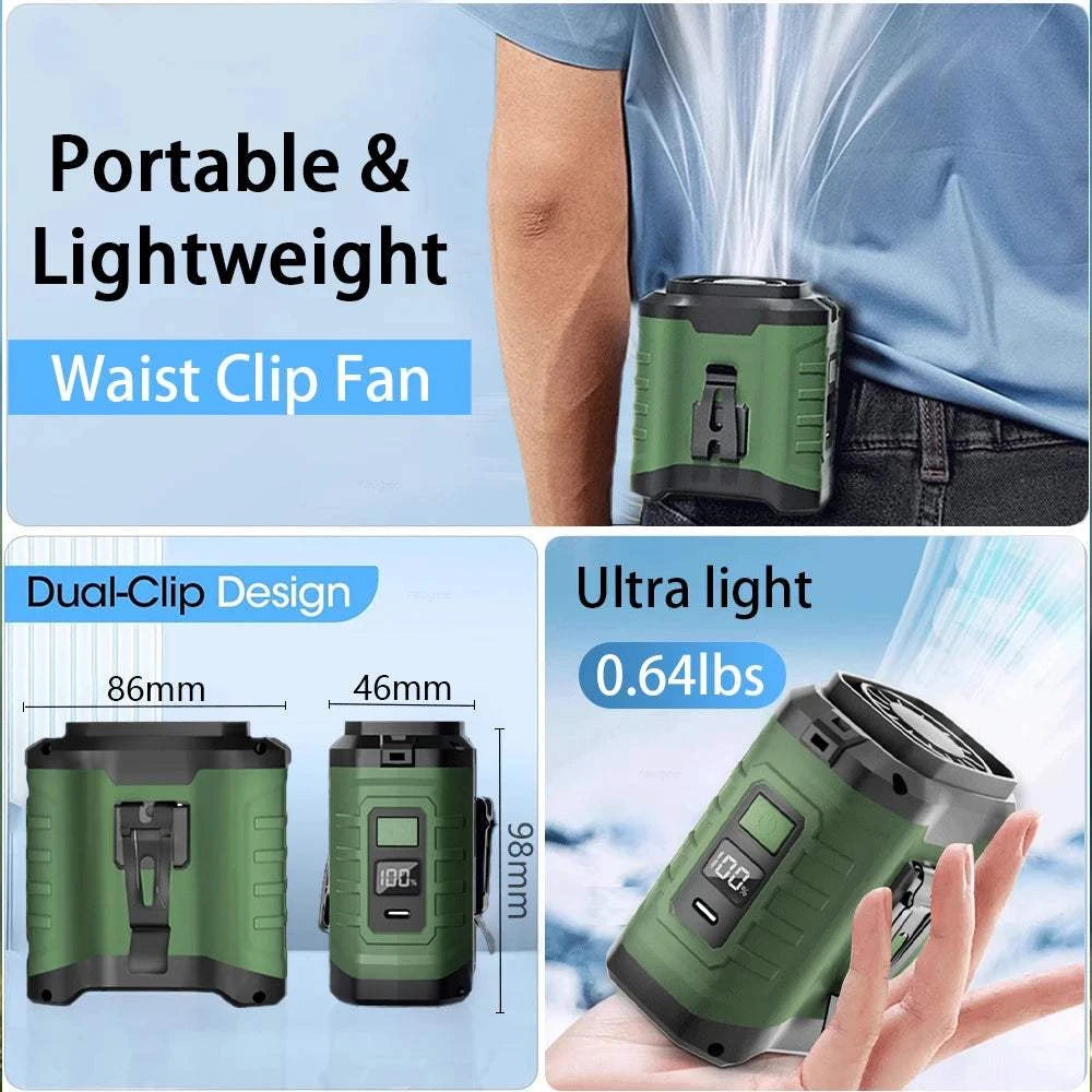 Waist Fan Mini Rechargeable Portable Fan with 10000mAh Power Bank USB The Plug