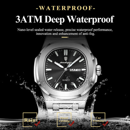 POEDAGAR Men's Luxury Quartz Watch – Waterproof & Luminous