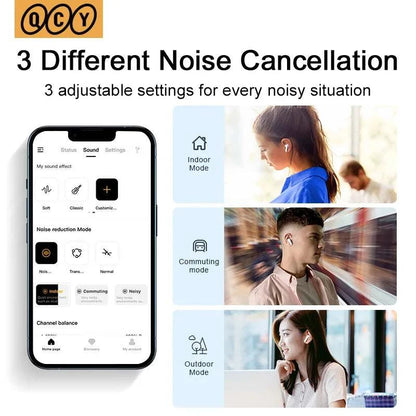 QCY HT05 ANC Wireless Earphone 40dB Noise Cancelling Bluetooth 5.2 HeaThe Plug